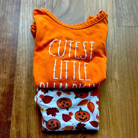 Rae Dunn “Cutest Little Pumpkin” Long sleeve top and pants set - Picture 3 of 7